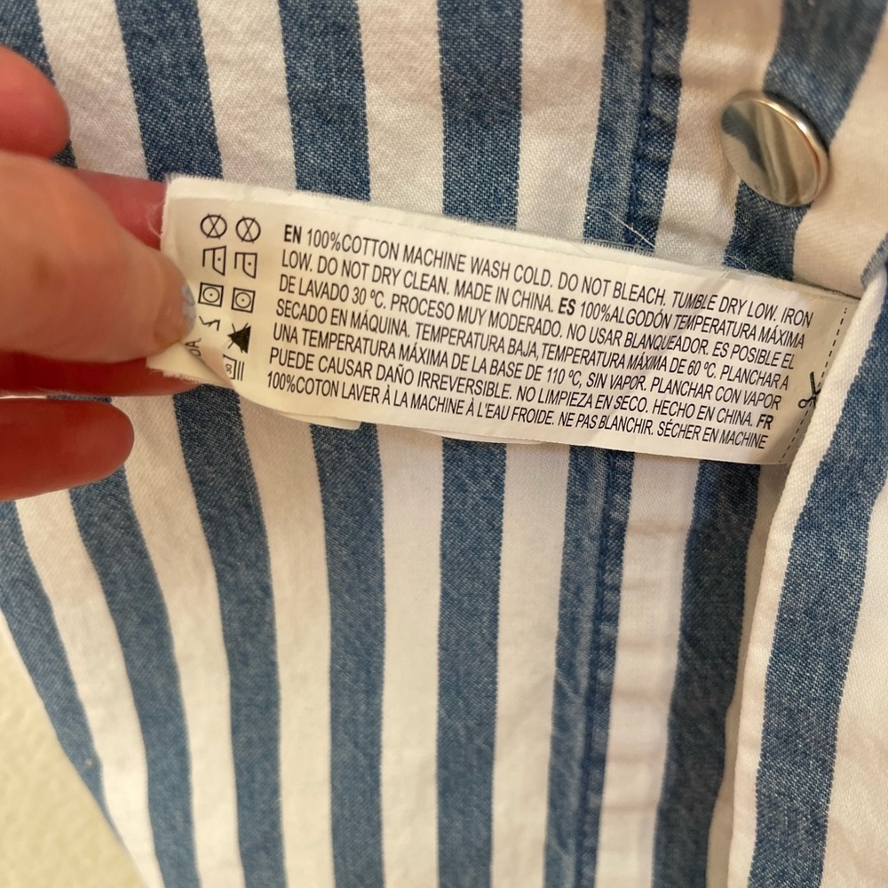 Forever 21 Blue and White Classic Striped Denim Midi Dress Size S with Pockets - Picture 5 of 11